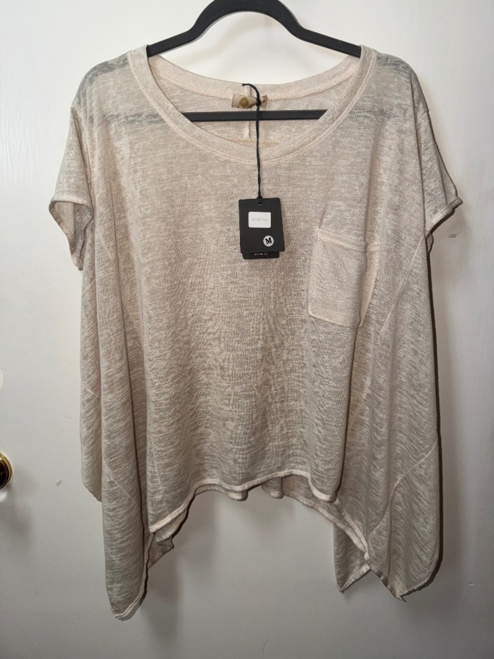 Boutique oversized beige slub-knit tee NWT